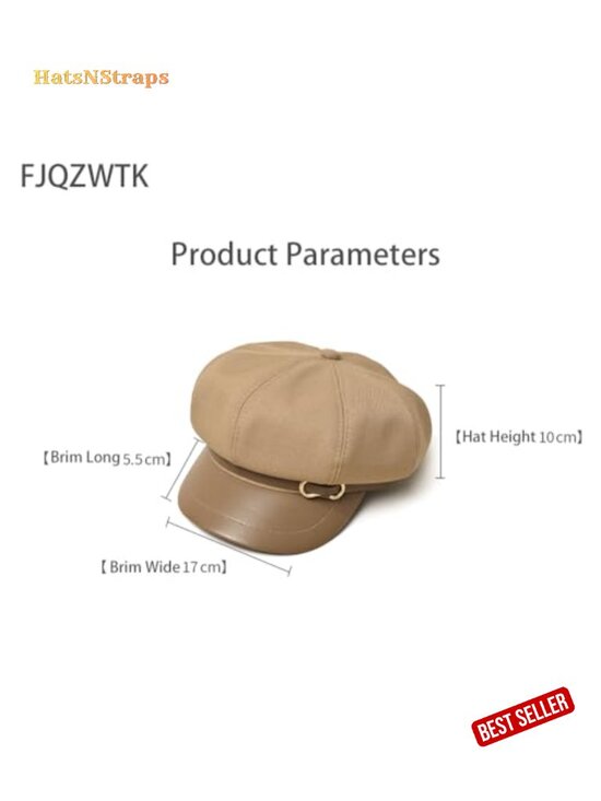 Vintage Newsboy Cap PU Leather Adjustable Painter Beret Hat main image 4